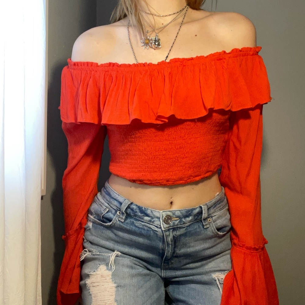orange boho top🧡 - Picture 3 of 4